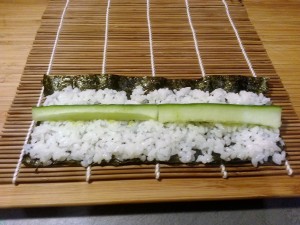 Vorbereitung Hoso-Maki Sushi rollen