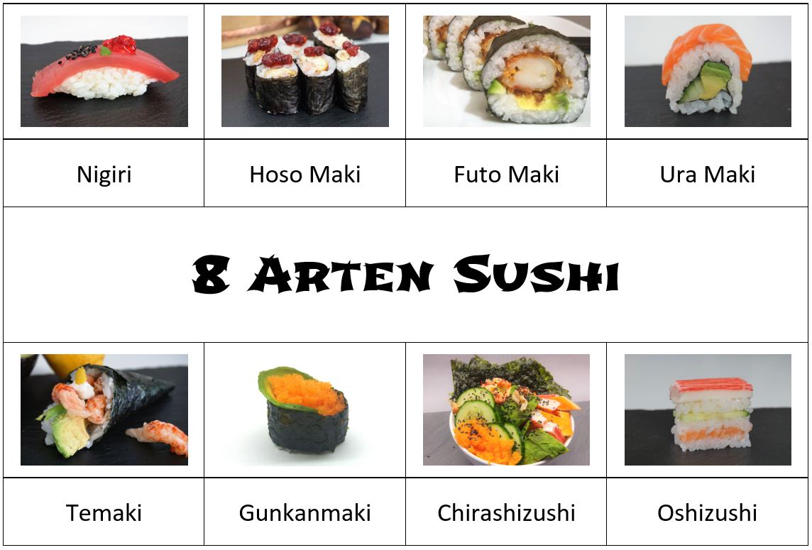 8 Arten Sushi